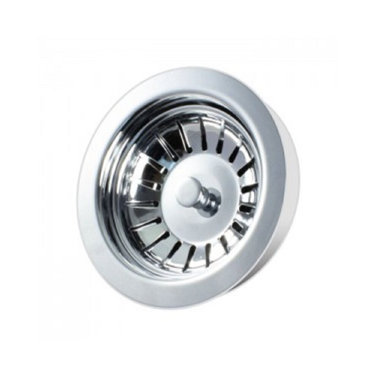 Kitchen Sink Basket Strainer Waste Standard 90mm High Polished Chrome