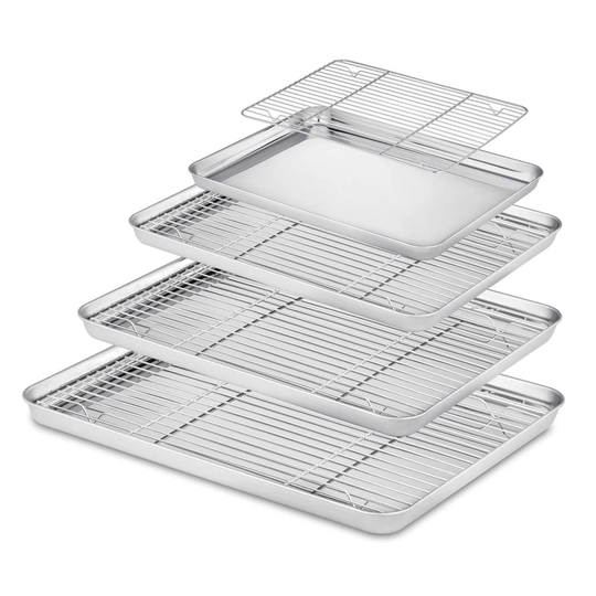 Stainless Steel Baking Moulds With Cooling Rack, Non-Toxic & Healthy, Easy To Clean & Dishwasher Safe