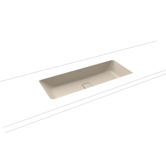 Warm Beige Steel Enamel Rectangular Under Counter Bathroom Sink