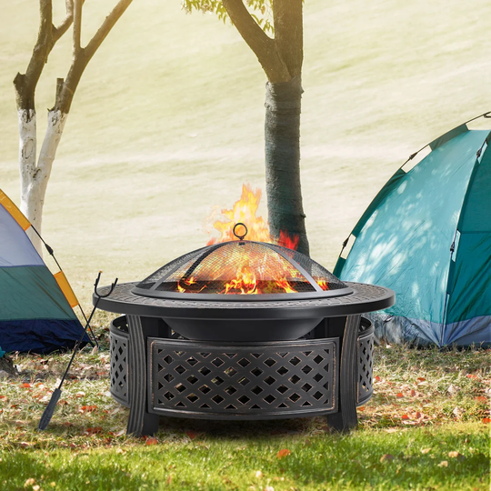 Burchfield 53Cm H x 81Cm W Iron Wood Burning Outdoor Fire Pit with Lid