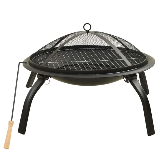 Cecilton 49Cm H x 56Cm W Steel Wood Burning Outdoor Fire Pit with Lid