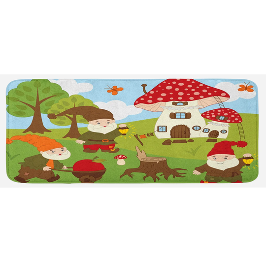 Gnome Kitchen Mat Elves Working In The Garden
