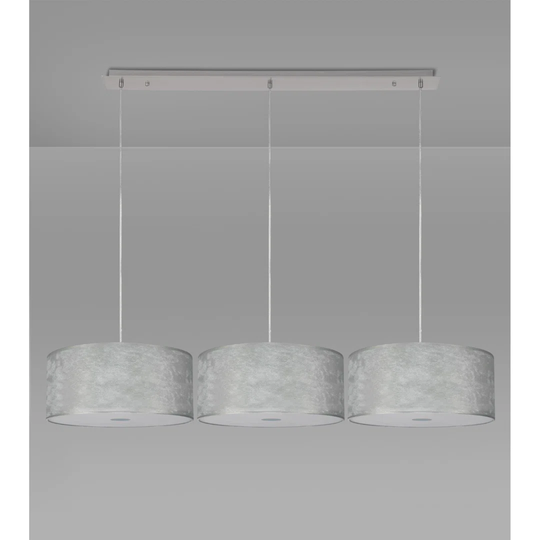 Baymont Polished Chrome 3 Light E27 2M Linear Pendant With 400Mm Silver Leaf Shade With Frosted Acrylic Diffuser With Polished Chrome Centre