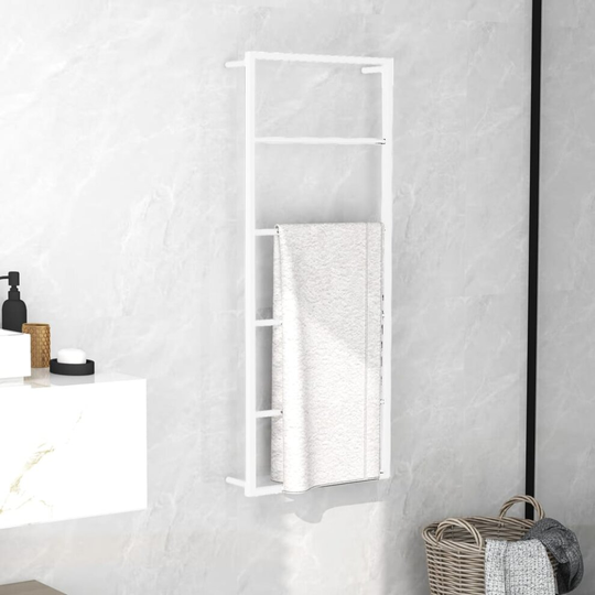 vidaXL Towel Rack White Steel Bathroom Wall Storage Rack Towel Hanger Holder