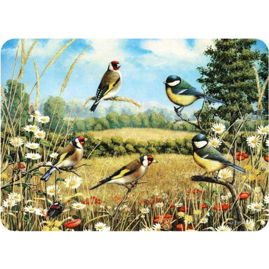 Premium Glass Chopping Board - Goldfinch Birds Design Large Kitchen Worktop Saver Protector