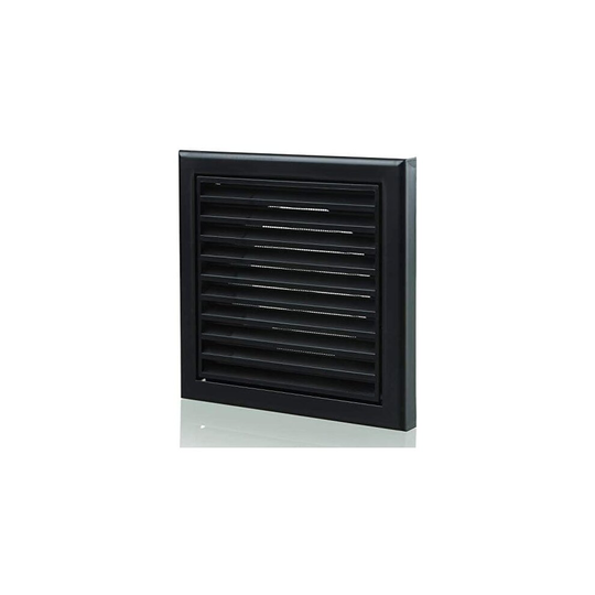 150 mm Plastic Louvred Wall Vent Grille 6 Inch Black Ceiling Extractor Fan Bathroom Cover with Flyscreen for Internal Or External Use Tumble Dryer Ven