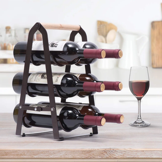 Eliya 6 Bottle Tabletop Wine Bottle Rack in Brown
