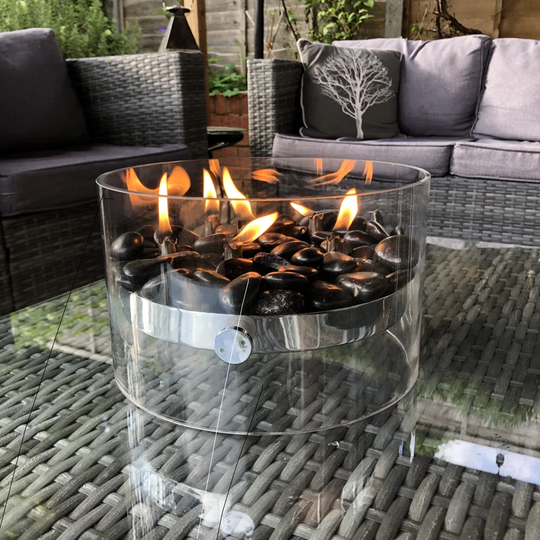 Jaeden Outdoor Tabletop Fireplace with Flame Guard