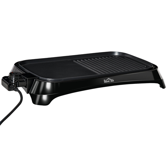 HOMCOM Teppanyaki Grill 1600W Non Stick Table Top Grill w/ Adjustable