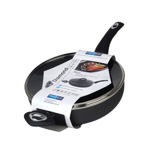 Diamond Non Stick Deep Fry Pan With Glass Lid 28cm [P670]