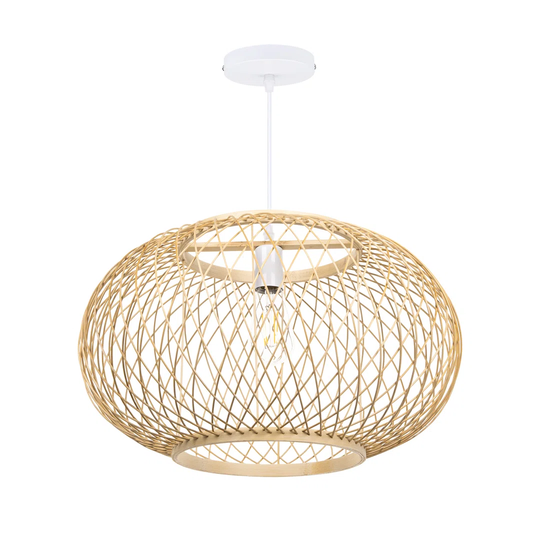 Bamboo Chandelier-Bamboo Lamp Shade-Vintage Lamp Shade-Retro Industrial Pendant Lamp-Natural Bamboo Woven Hanging Lights-Kitchen Island/Dingroom Lamp/