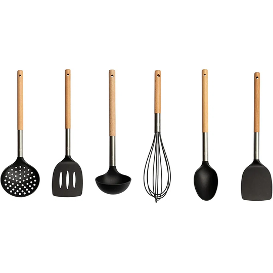 Masterchef Utensils Set Of 6 Natural Wood Handles