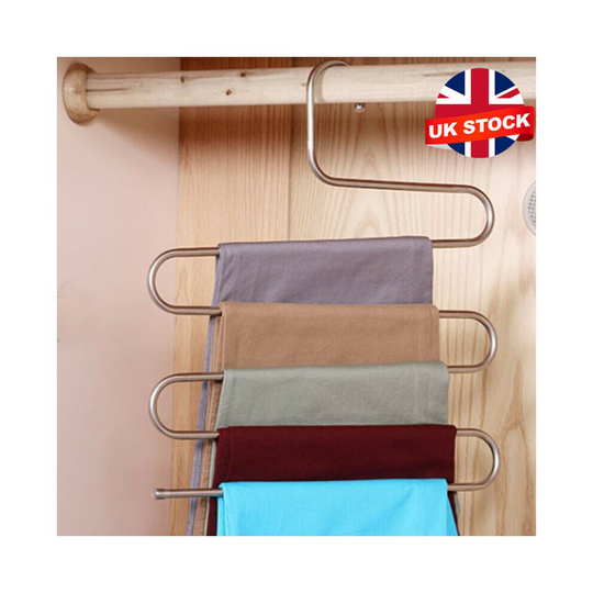 Clothes Pants Trouser Hanger,Multi Layer Storage Rack Closet Space Saver S Shape