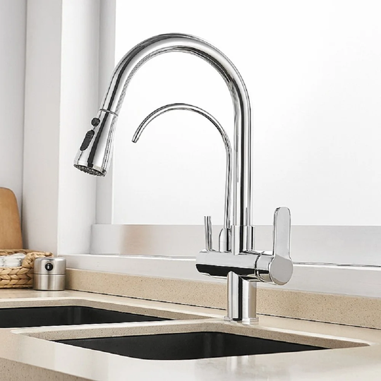 Modern Water Filter Kitchen Mixer Tap Pull Out Kitchen Tap In Polished Chrome Swivel Kitchen Tap Solid Brass