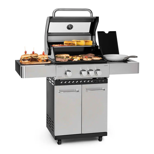 Valkyrie Klarstein 3 - Burner Free Standing Liquid Propane Gas Grill with Side Burner and Cabinet