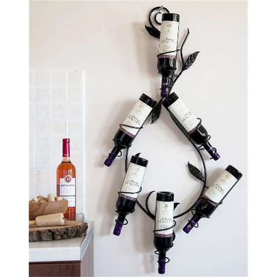 Duell 6 Bottle Wall Mounted Wine Bottle Rack in Black