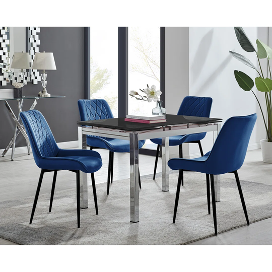 Cosmo Dining Table And 4 Cream Pesaro Silver Leg Chairs