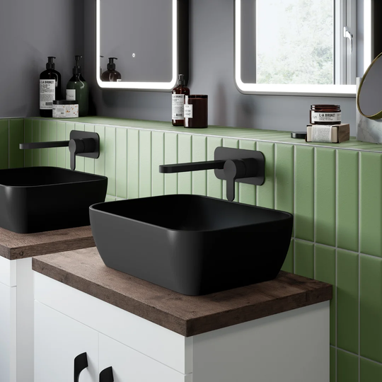 Luxe Vessels Vitreous China Square Countertop Basin Bathroom Sink