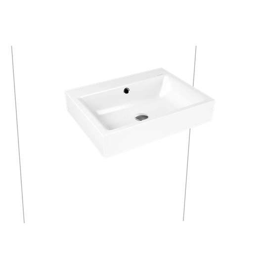 Puro Matt Black Steel Enamel Rectangular Wall Hung Bathroom Sink with Overflow
