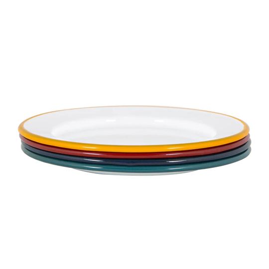 Argon Tableware White Enamel Side Plates - 20Cm - 4 Colours