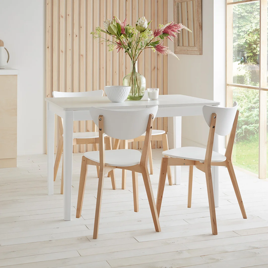 Paul 4 Seat Extending Dining Table White & 4 Chairs