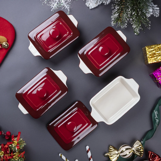0.35L Stoneware Rectangular Cesseroles with Lid