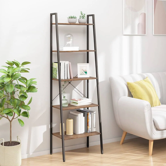 Fantasia 174Cm H x 56Cm W Solid Wood Ladder Bookcase