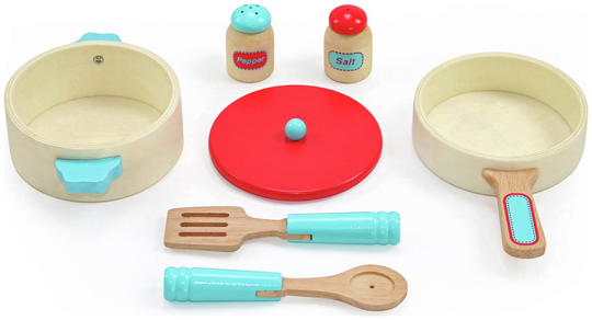 Chad Valley Wooden Pots and Pans Playset
