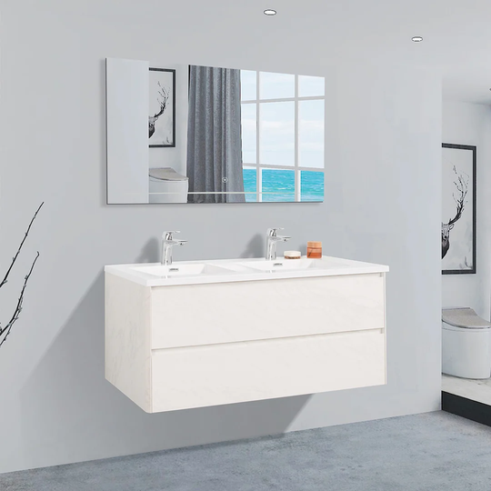Lugis 120 x 50 x 61 Wall-Mounted Double Bathroom Vanity Set With Mirror and Faucet