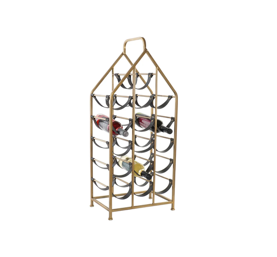 Bottle Rack Metal Pu 37,5X24,5X82 Golden