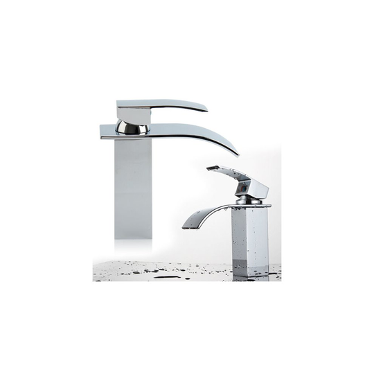Chrome Square Waterfall Bathroom Sink Counter Taps Basin Mixer Tap