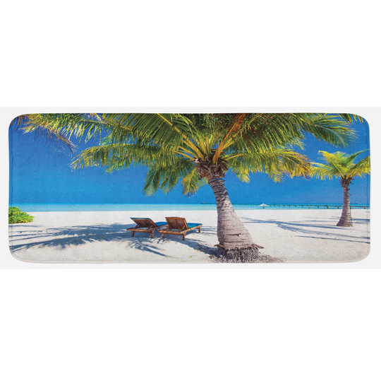 Arvide Beach Island Palms Sunbeds Kitchen Mat