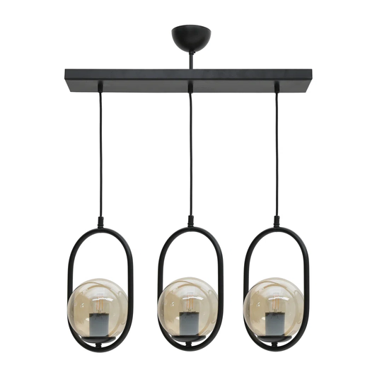 Richawara 3 - Light Kitchen Island Modern Linear Pendant with Wrought Iron Accents