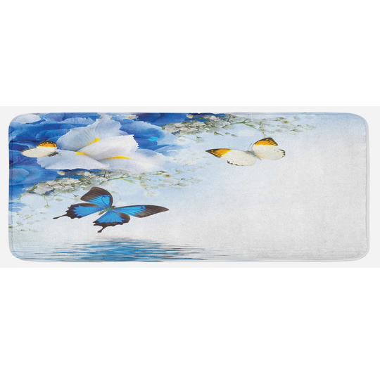 Camargo Floral Exotic Nature Flowers Pond Kitchen Mat