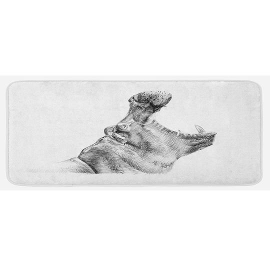 Bueno Hippo Yawning Hippo Sketch Kitchen Mat