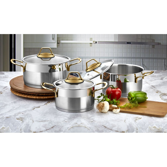 Evimsaray Luna Series 6-piece Stainless Steel Mini Cookware Set