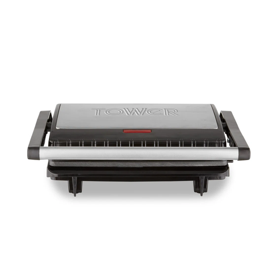 Tower T27038 4 Portion Health Grill And Panini Grill With Non-Stick Cerastone Coating, 750W, Black & Stainless Steel