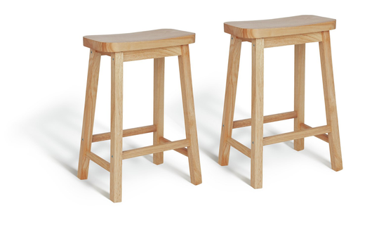 Habitat Pair of Saddle Bar Stools - Natural