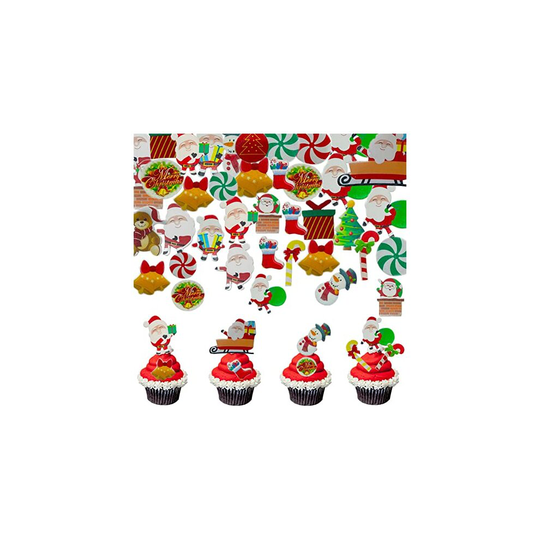 Morofme 300pcs Edible Christmas Cake Cupcake Decoration, Edible Christmas Cake Cupcake Toppers Christmas Wafer Paper, Edible Santa Clause Xmas Tr
