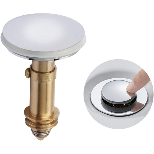 Pop Up Click Clack Plug Pop-up Stopper, Push Sink Drain for Kitchen Bathroom Washbasin Bath, Solid Brass Chrome Plating, 38mm