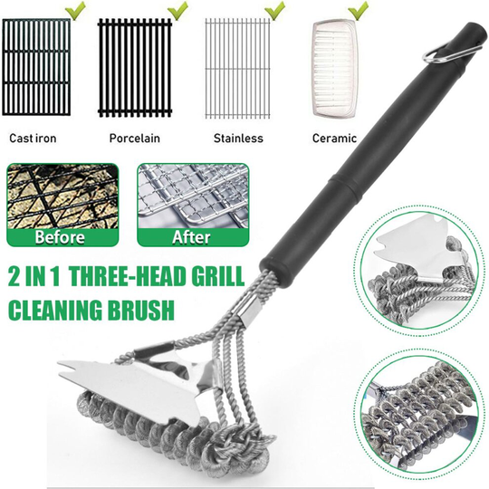 Barbecue Grill BBQ Brush Clean Tool Stainless Steel Wire Bristles Non-stick Cleaning Brushes With Handle Durable Co Accessorie