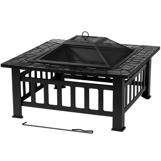 Gwladus 50Cm H x 51Cm W Steel Wood Burning Outdoor Fire Pit with Lid