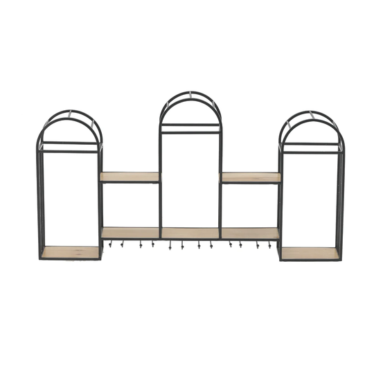 Grogg 10 Bottle Wall Mounted Wine Bottle Rack in Black/Brown
