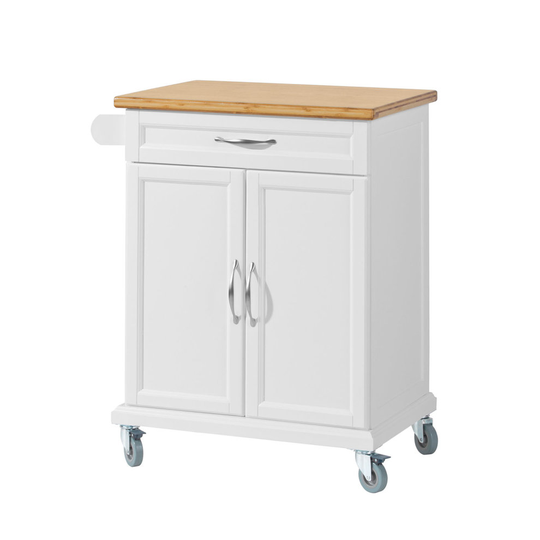 SoBuy® FKW13-WN, Kitchen Cabinet Storage Trolley with Bamboo Worktop