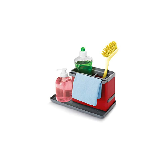 Metaltex Sink Tidy, plastic -ABS, Red/Grey, 24 x 13 x 14 cm