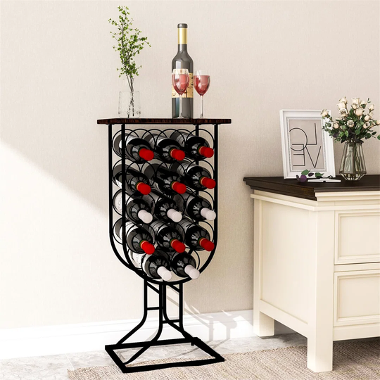 Colwich 14 Bottle Floor Wine Bottle Rack in Dark Brown