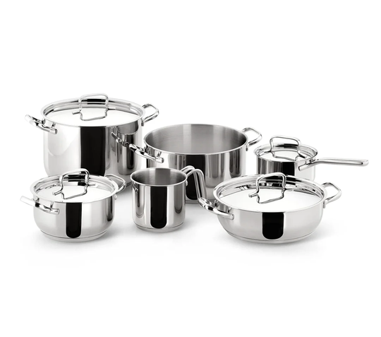 Belfry Kitchen Shiey 10 Pieces Stainless steel (18/10) Non Stick Cookware Set