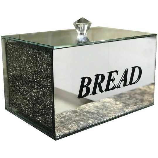 Timmons Crushed Diamond Crystal Mirrored Bread Bin