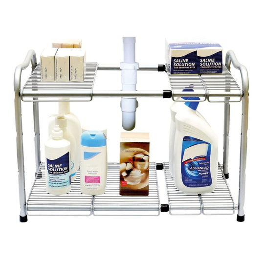 Taylor & Brown Kitchen Bathroom Under Sink 2 Tier Expandable Shelf Storage Unit Organiser