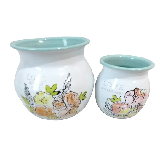 Java Floral 2-Piece Enamel Mixing Bowl Set